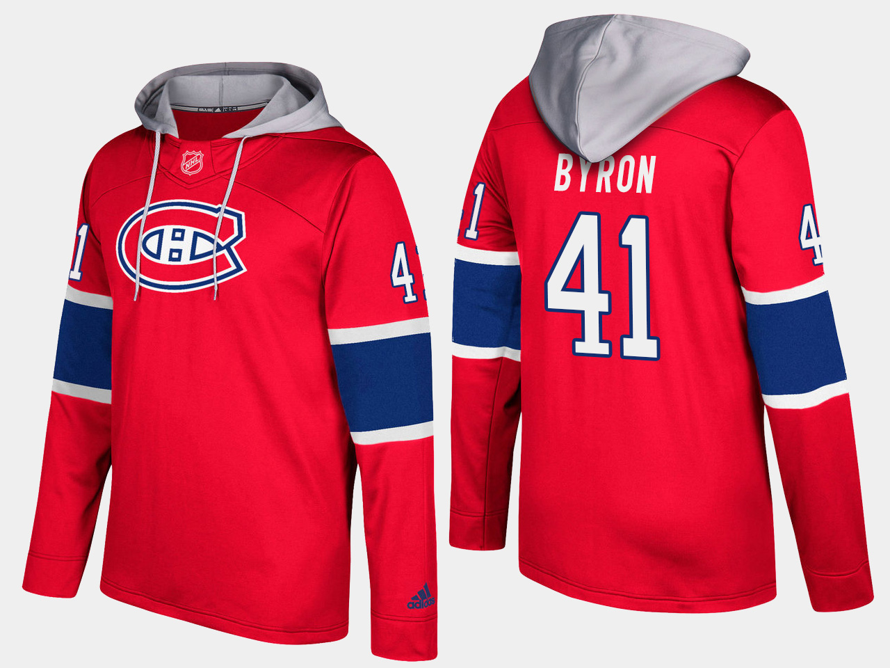 Men NHL Montreal canadiens #41 paul byron red hoodie